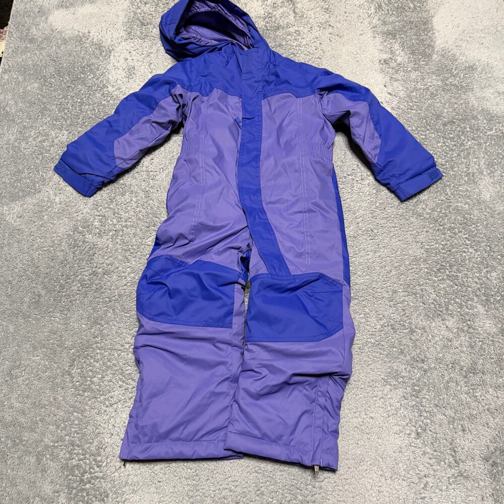 LL bean Snowsuit Kids Toddler 4T Two Tone Purple One Piece Insulated Hooded